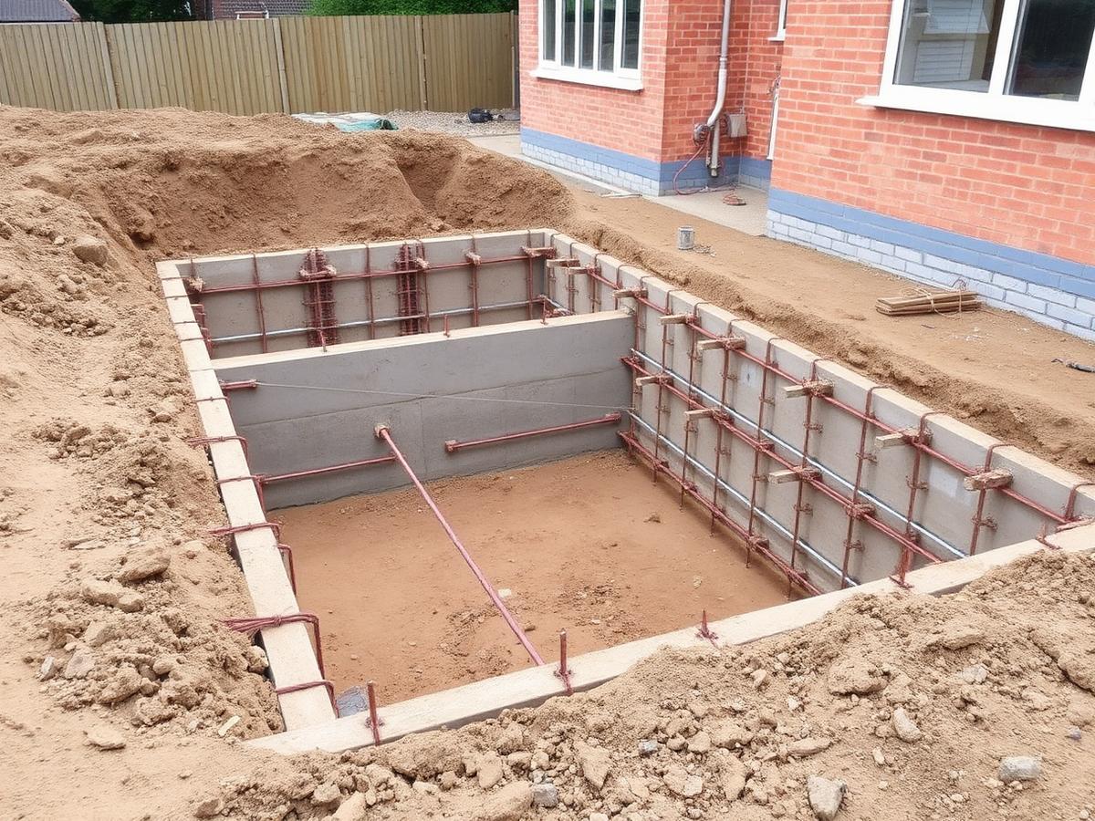 Excavated foundations and footings ready for concrete