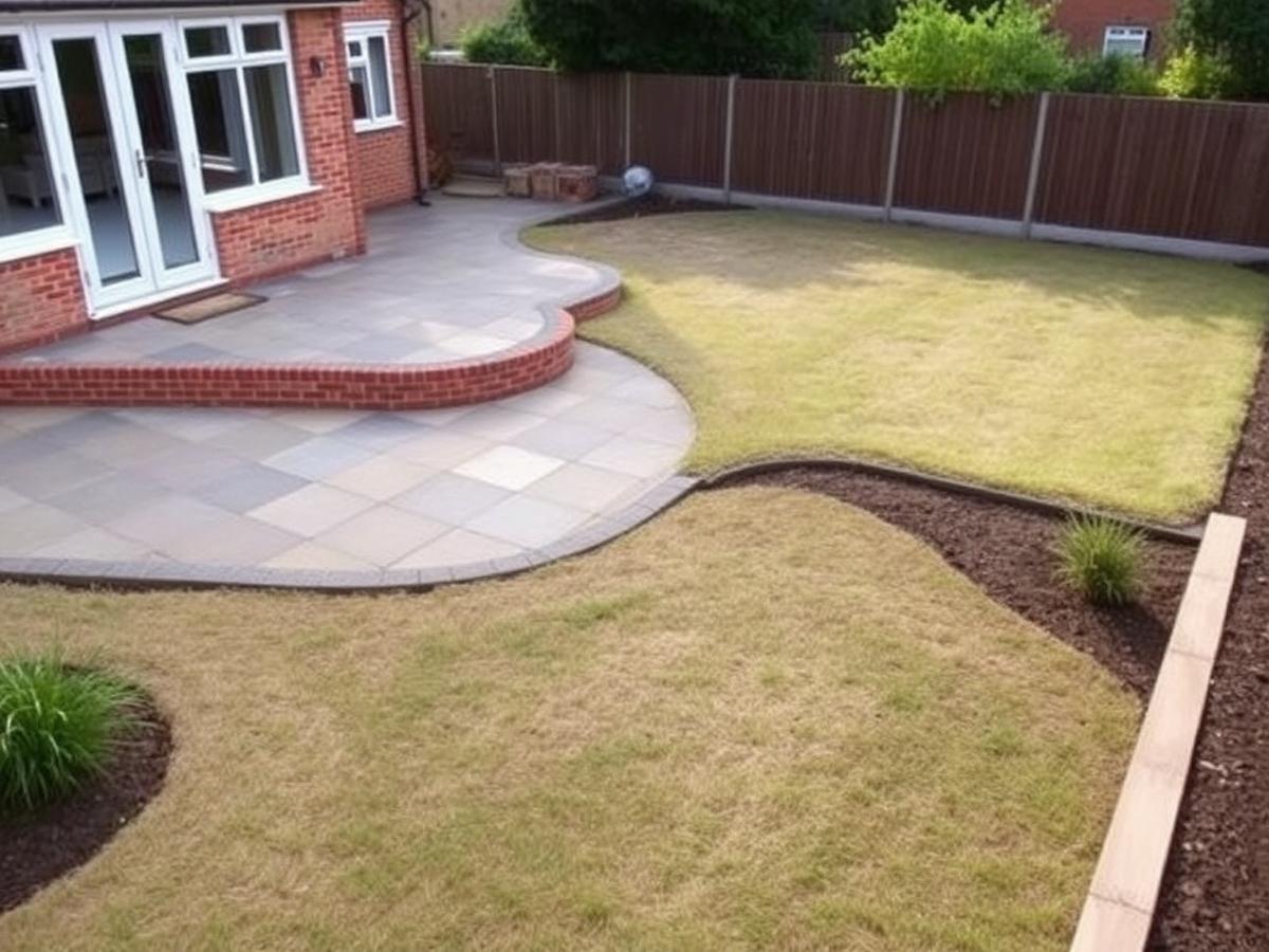 Completed garden landscaping with new patio and fencing
